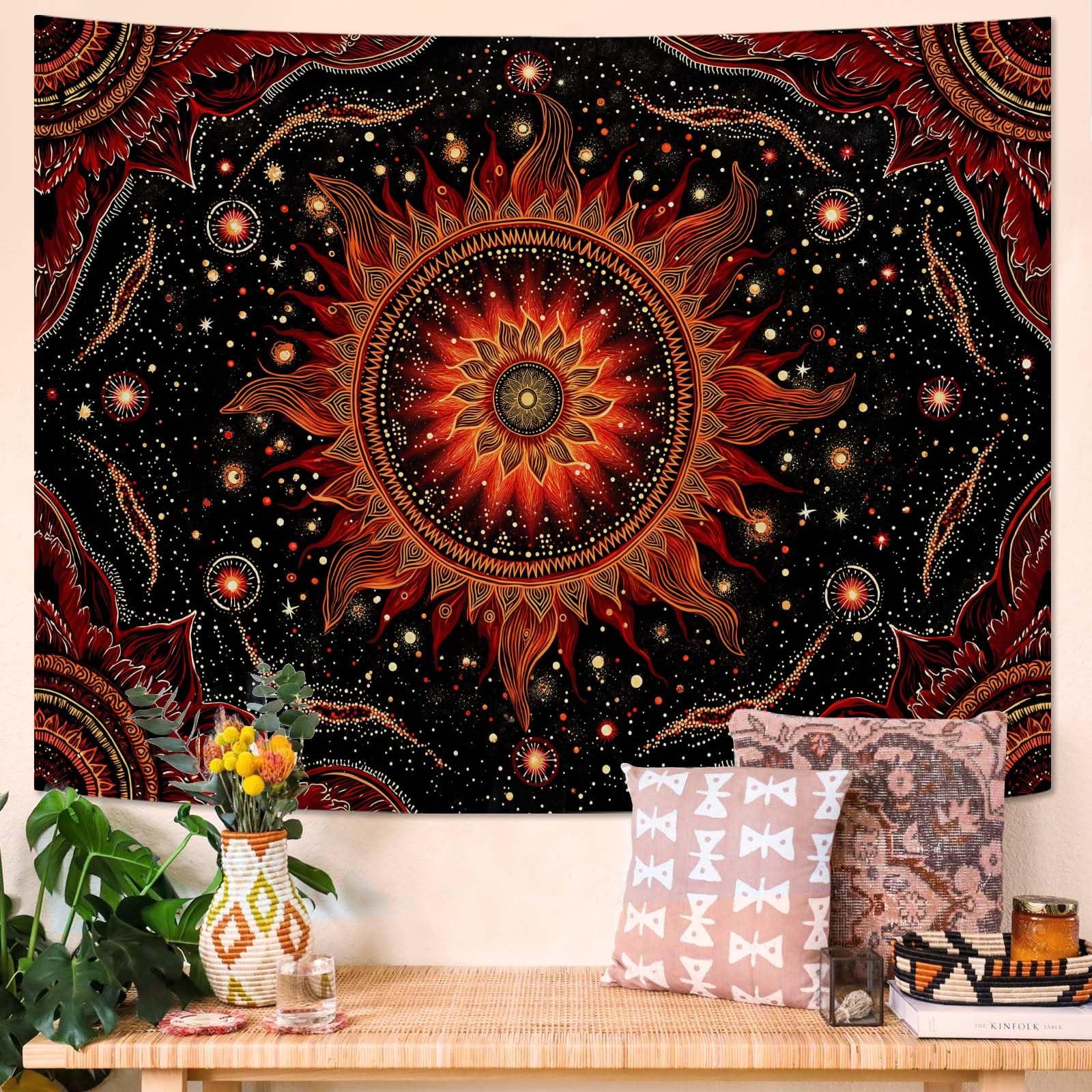 Mandala izrotāts apļveida raksts gobelēni Bohēmiski