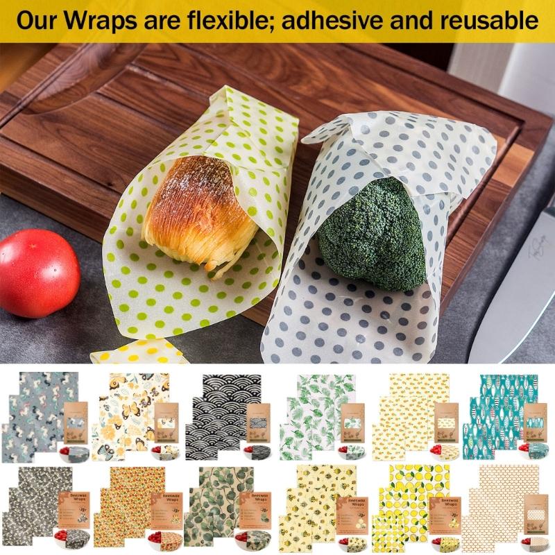 Practical Freshness Keeping Beeswaxs Cloth Set 3 Pack Natural To Food Wrap Kitchen Supplies Portable for Household Use