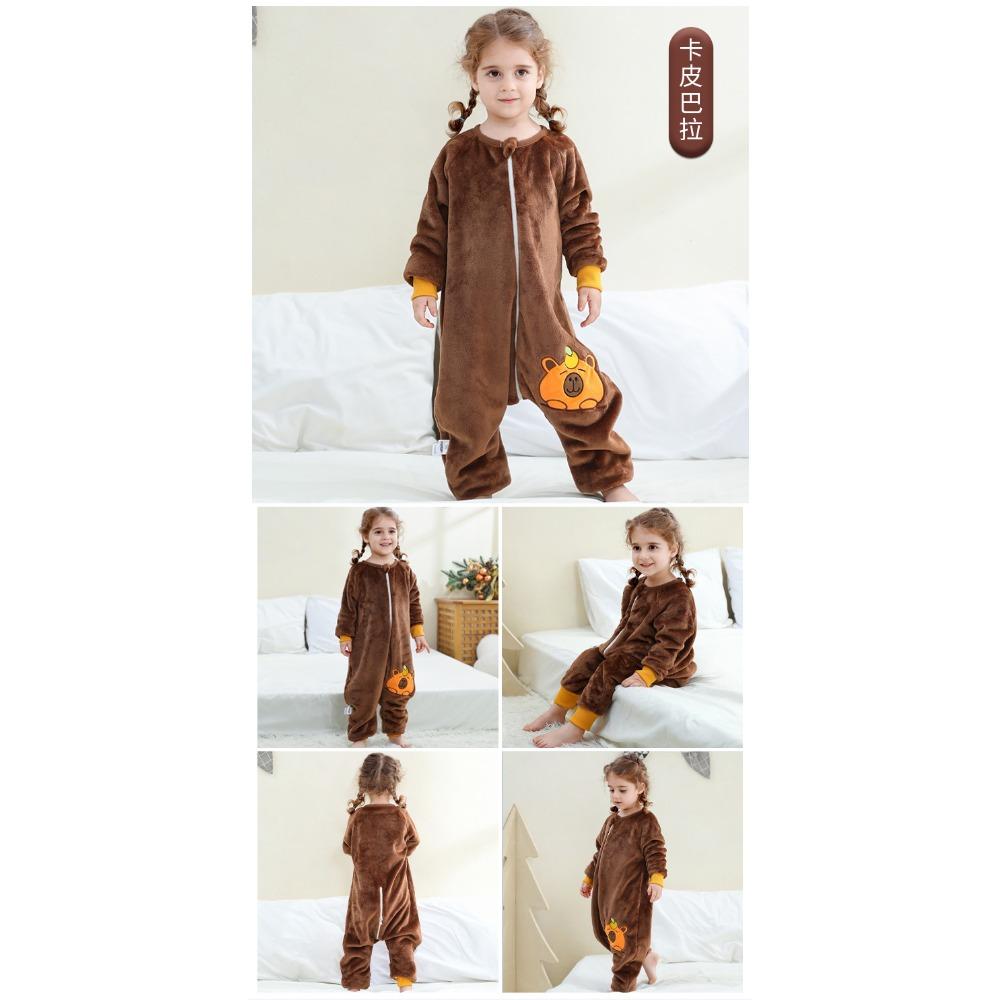 Kids Flannel Onesie Pajamas Cartoon Loungewear Christmas Costume Flannel Sleeping Bag Jumpsuit