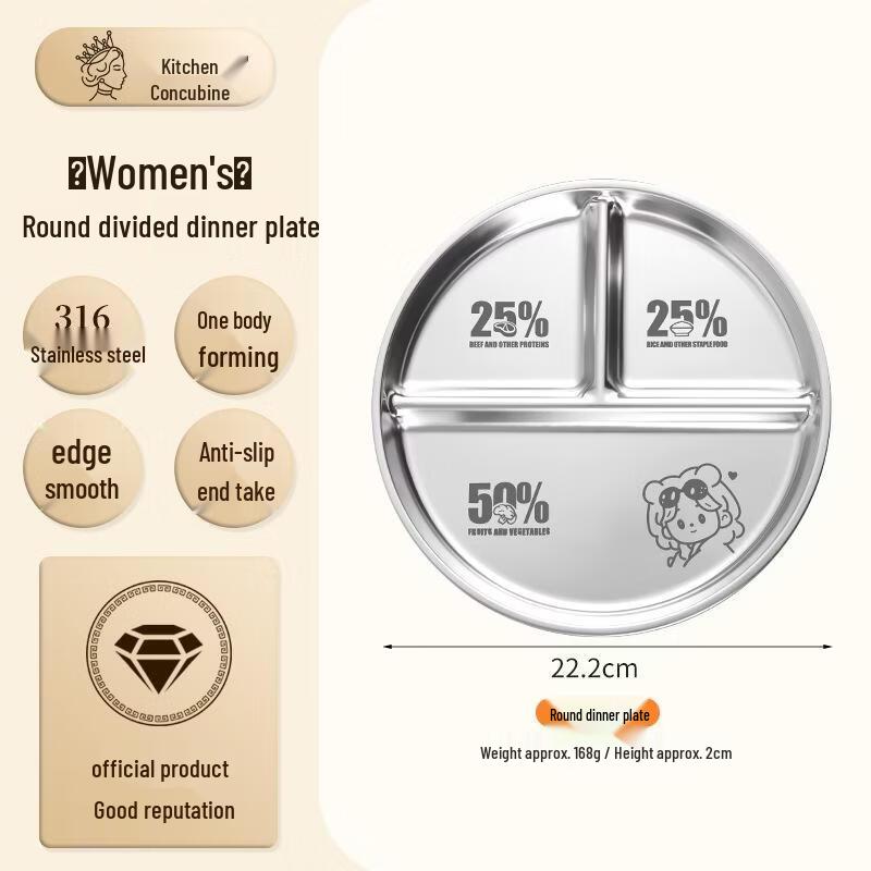 JingJingRS Kids 316 Stainless Steel Divided Plate