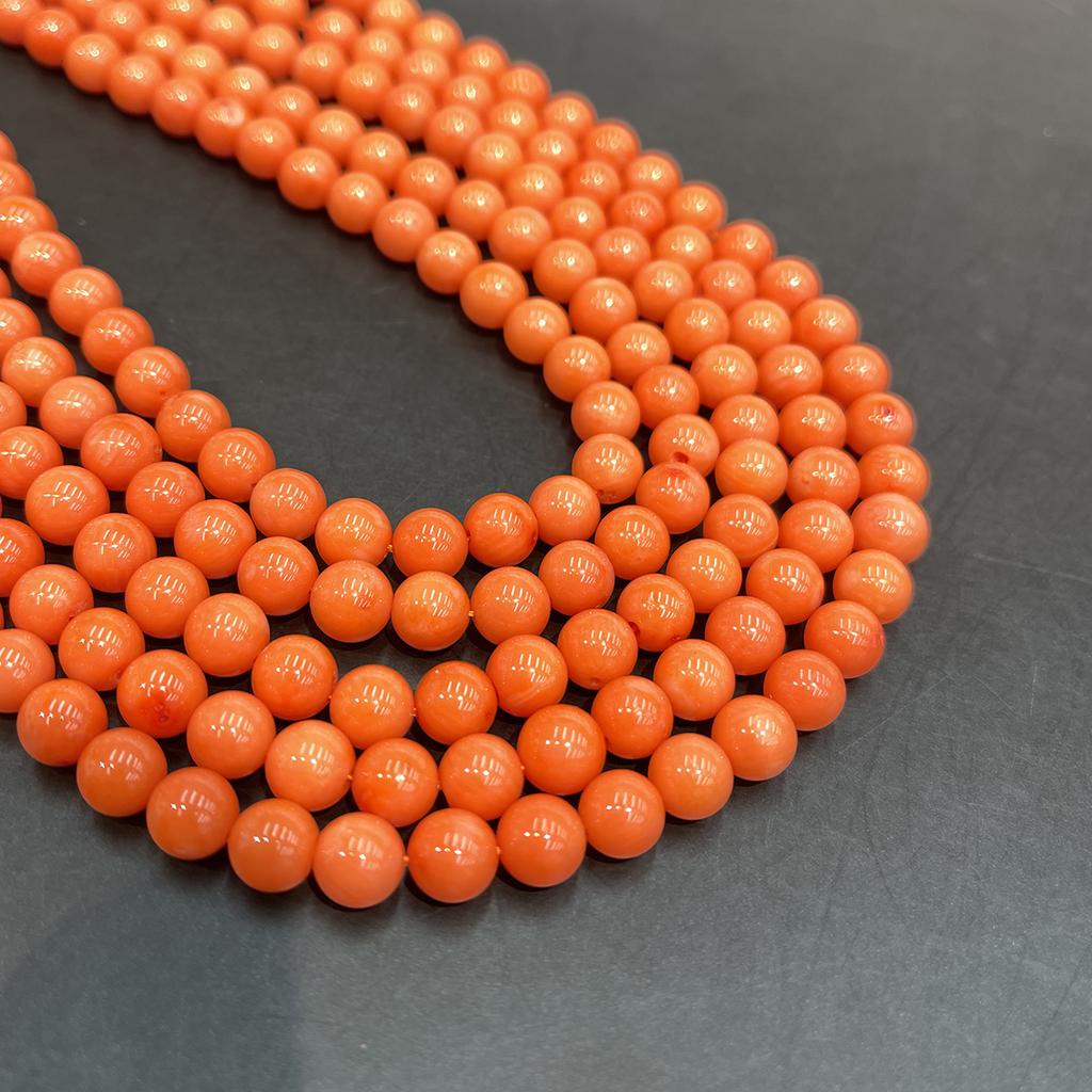 1 Strand Orange Coral Smooth Round Beads 7.5-8mm, Synthetic Stone Beads for Handmade Jewelry Makers, Bracelet Necklace Craft Supplies