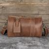 Retro Crazy Horse Leather Crossbody Leather Men's Bag Round Bucket Bag Single Shoulder Bag Large Capacity Outdoor Travel Leisure Backpack