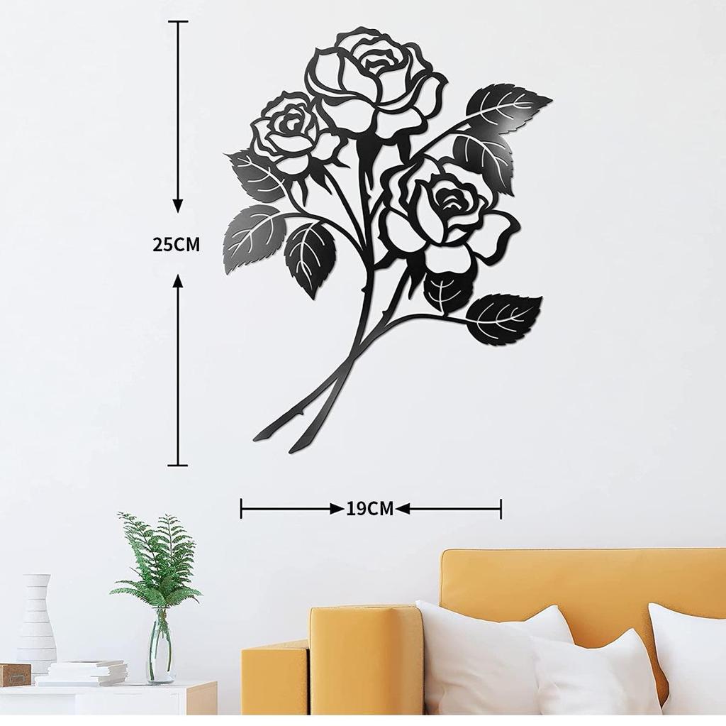 Hot Selling Metal Rose Wall Art Silhouette for Indoor Decoration