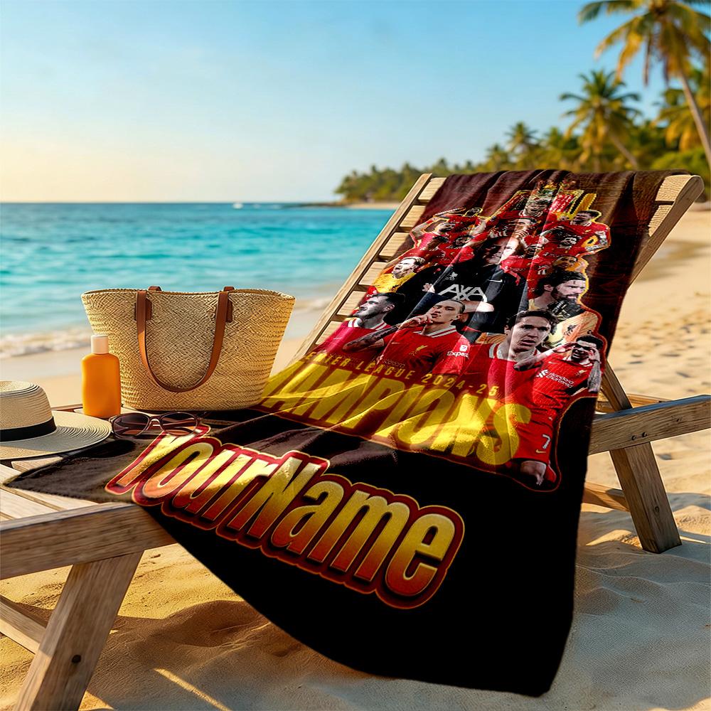 Liverpool Personalized Text Beach Towel Super Soft Microfiber Quickdry Fabric Suitable for Sports Travel Swimming Yoga Bathroom Beach And Pool