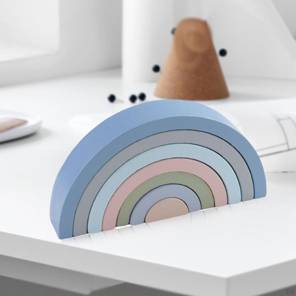 7 Pieces Rainbow Toy, Nesting Puzzle Montessori Toy Educational Toys, Geometry Building Blocks, for