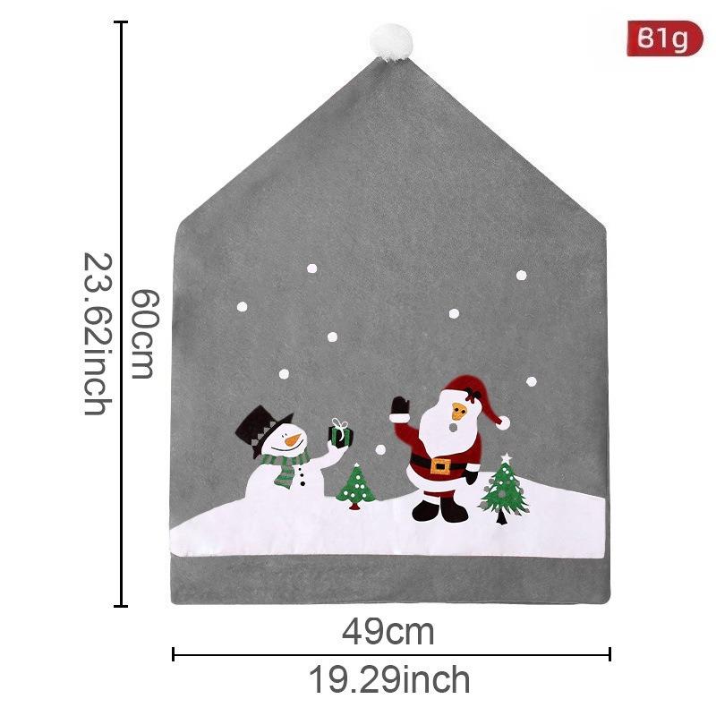 Christmas Chair Covers - Cartoon Forest Snowflake Print, European Style Dining Table Xmas Decor Chair Accessories