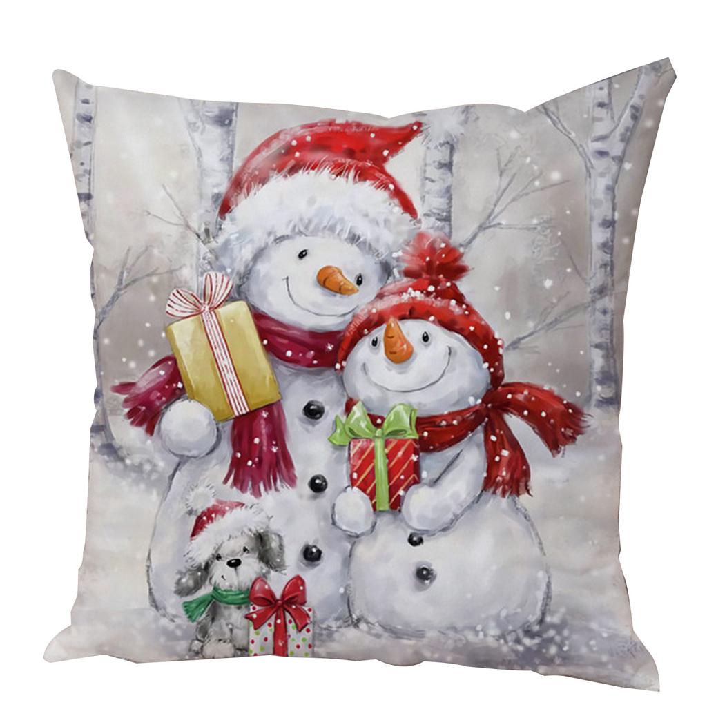 Kissenbezug Weihnachtsmann Kissenbezug Dekoration Niedlicher Cartoon Schneemann Kissenbezug Zuhause Sofa Lendenwirbelstütze Stickerei