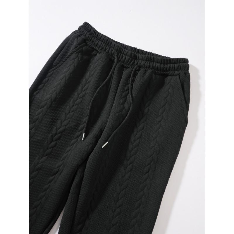 Men's Casual Solid Color New Sweatshirt Jacquard Polo Collar Trousers Suit