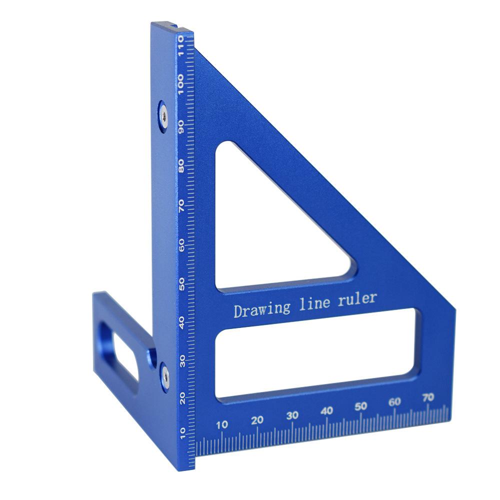 

Прецизионная линейка из алюминиевого сплава для резки под углом 45°/90°, транспортир для деревообработки, многофункциональный измерительный инструмент 3D синий
