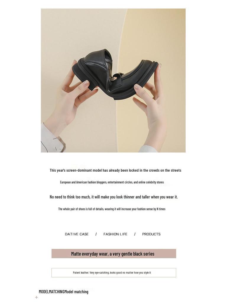 Weiwei Girl 2023 British Style Women's Thick-Soled Loafers with Small Gold Coin Accent