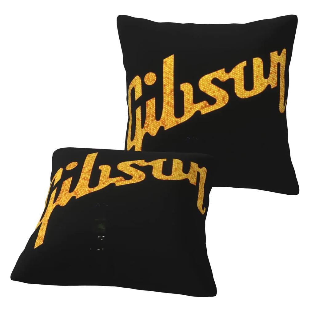 Gibson Music Logo 2 Stück Quadratische Kissenhülle Kissenbezug Kissen Dekoration Komfort Wurfkissen für Zuhause Auto