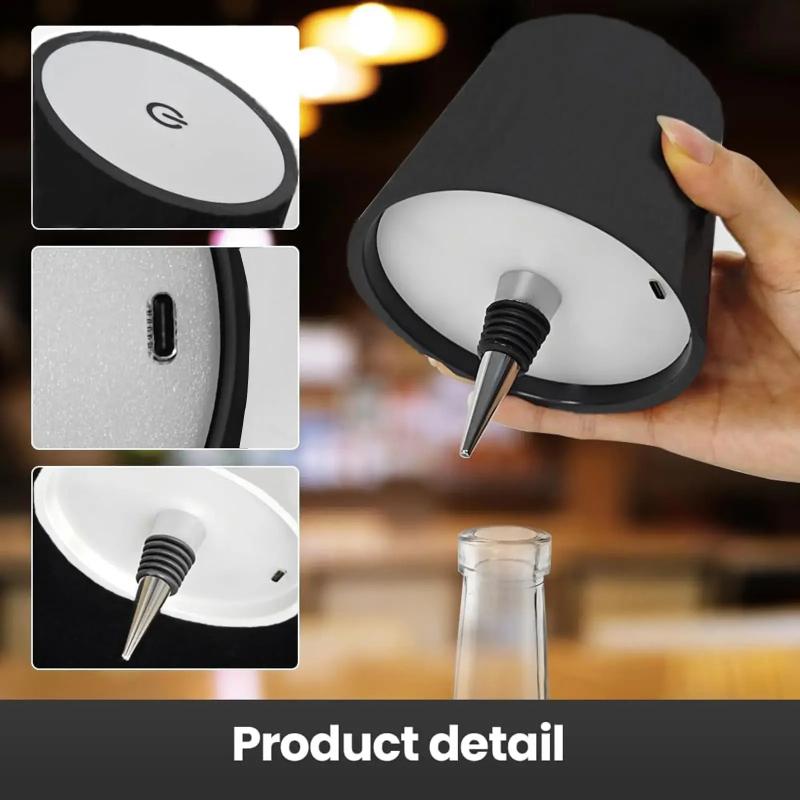 Wireless Bottle Table Lamp Touch Control 3 Colors and Stepless Dimming Night Lamp for Outdoor Bar Wine Bottles Decor Desk Lights