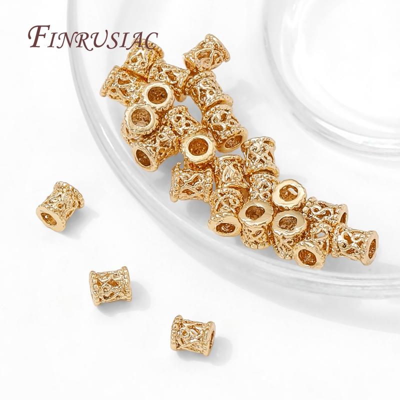 18K Gold Plated Brass Barrel Bead For Bracelets,Accessories For Beads,Metal Separator Beads,DIY Jewelry Making Supplies