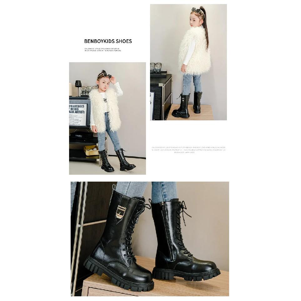 Children Knee Length Boots New 2025 Autumn British Girls Princess Boots Kids Zipper Comfortable Non Slip Buckle Long Boots