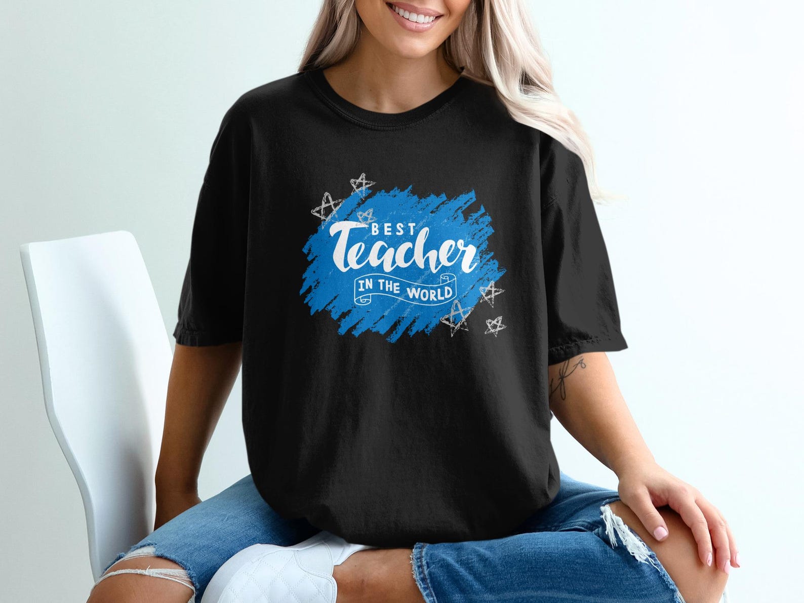 Teacher T-Shirt | Appreciation Gift, Educator Tee, Stars Design M