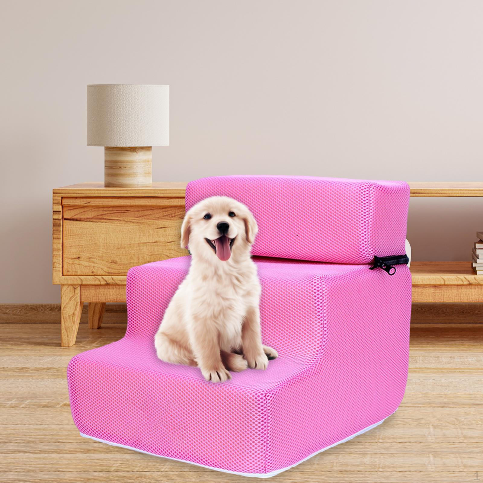 

Сходинки для собаки, драбинка, пандус, щеня, знімний чохол, товари для домашніх тварин, для ліжка рожевий