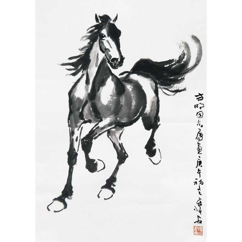 Free Shipping Ink Wash Galloping Horse Poster - Home Decoration Wall Hanging Mural for Dorm, Tea House, Study, or Living Room.