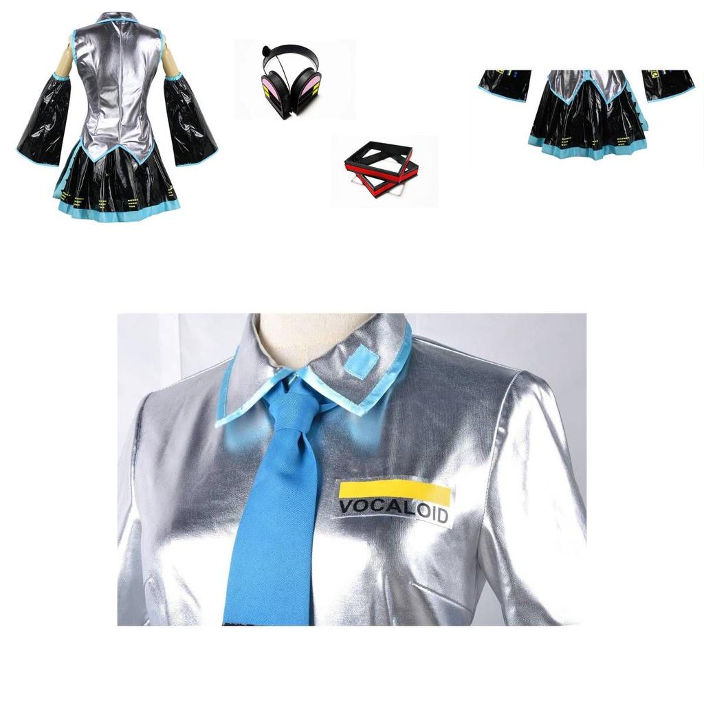 Hatsune Miku Vocaloid Pu Cosplay Top Kleid Krawatten Set für Weihnachtsshow