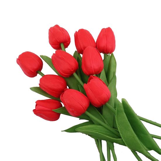 6 Pcs Artificial Tulip Flowers Real Touch Faux PU Tulip Bouquet Fake Flower Arrangement for Home Room Office Party Wedding Decoration