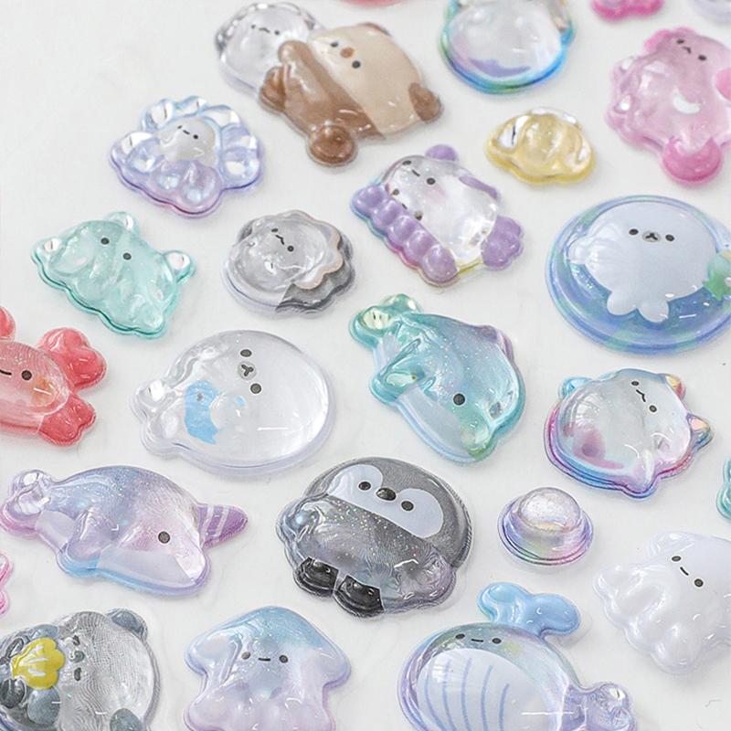 3/6pcs 3D Relief Journal Decorative Stickers Cute Candy Ghost Bread Drop Scrapbooking Phone Stickers Stationery Sticker TMZ