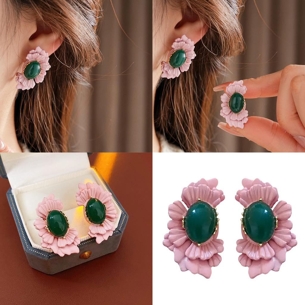 Turquoise Charm Earrings Flower Ear Studs For Women Alloy Jewelry Perfect For Daily Outfits And Special Occasions