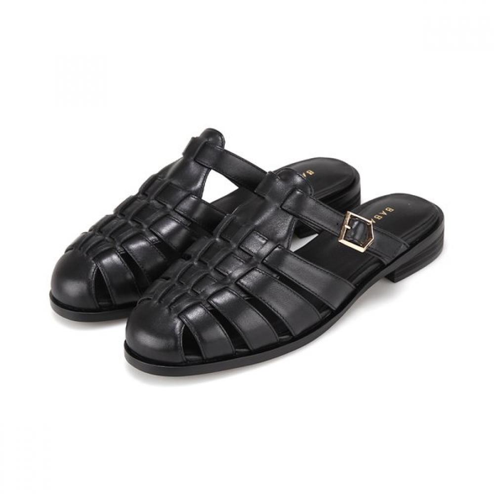 Barbara Leather Fisherman Detail Semi Dress Mule 2cm 3 Colors Bbj181 225/01.black