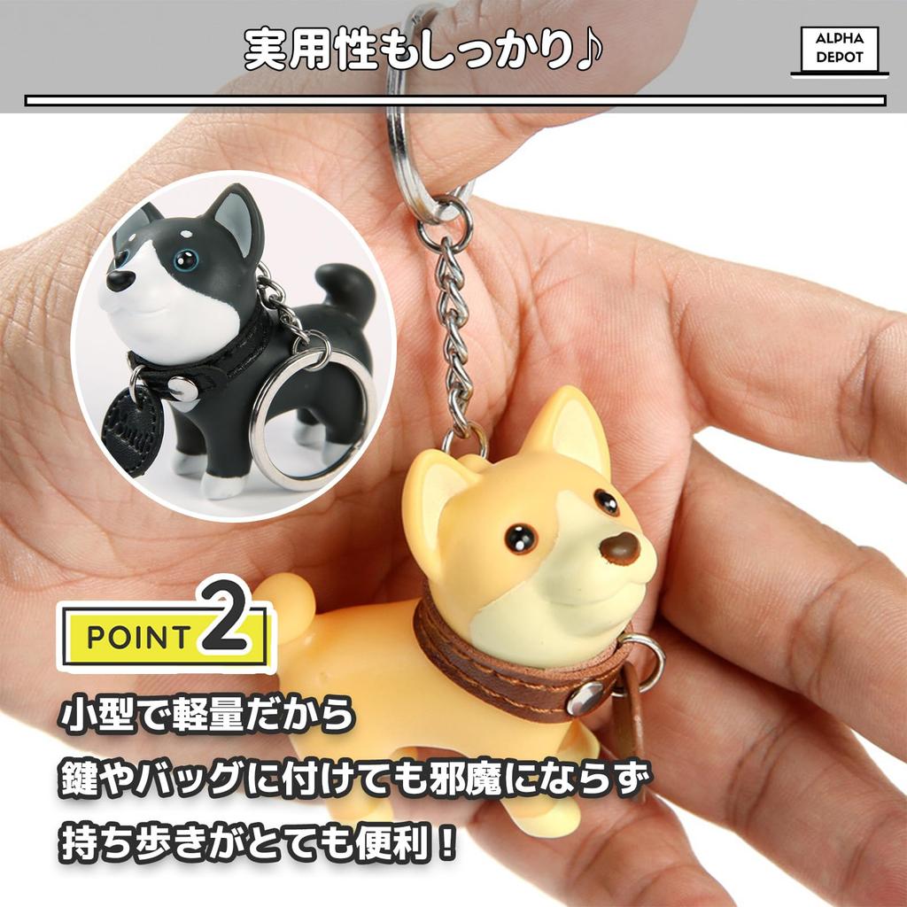 [Alpha Depot] Shiba Inu und Schwarzer Shiba Inu Paar Schlüsselanhänger, Niedliche Hundeanhänger, Taschenanhänger, Auto Schlüsselanhänger, Zubehör, Paargeschenke für Freund