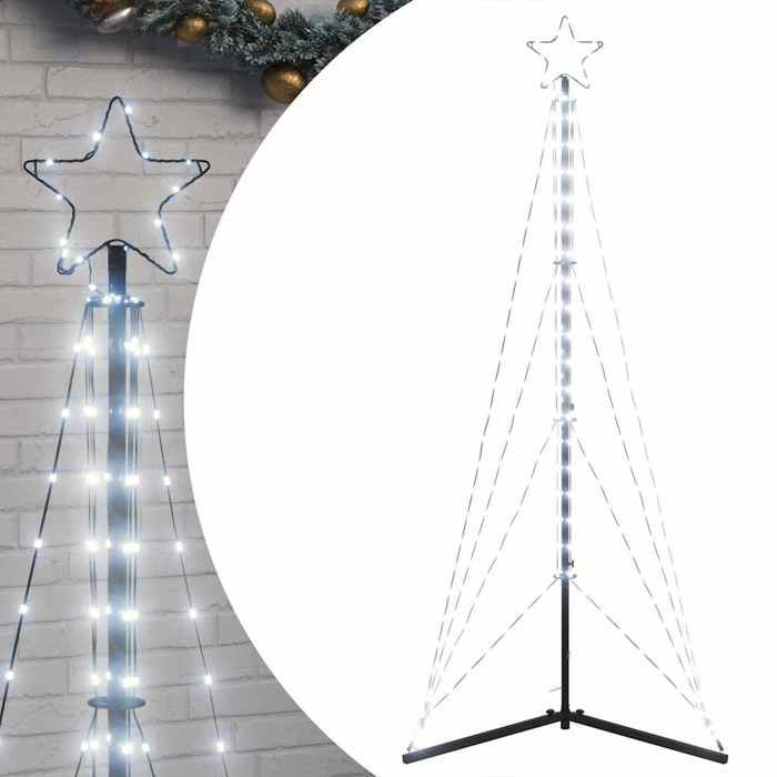 VidaXL Sapin de Noël à LED 363 LED blanc froid 182 cm, lumière de Noël, lumière de Noël LED, lumière de Noël extérieure, 4016409