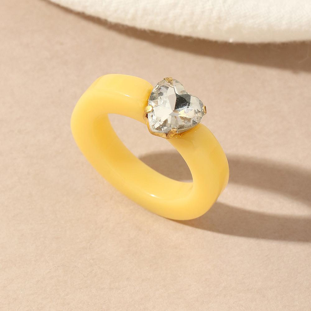 New Fashion Colorful Acrylic Rhinestone Resin Rings For Women Girls Korean Transparent Geometric Square Round Rings Jewelry 2026