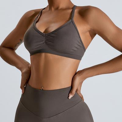 New Beautiful Back Sports Underwear Women's Gathering Yoga Bra Running Fitness Top Quick Drying Strap Yoga Clothes