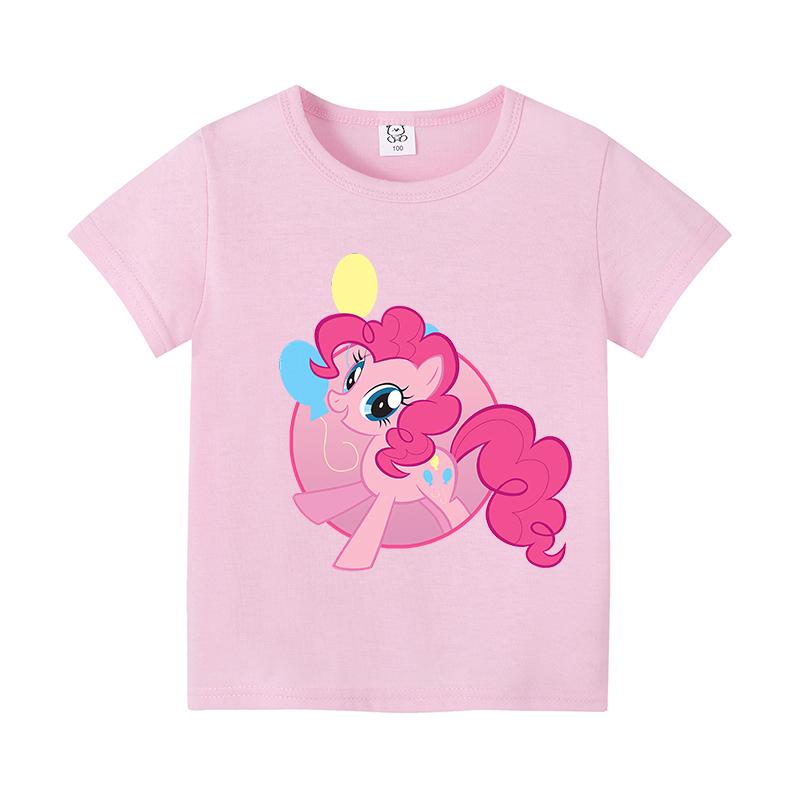 My Little Ponys Girls T-shirts Kawaii Cartoon Figure Printed Tops Summer Children Casual Short Sleeves Cute Kids Girl Clothing