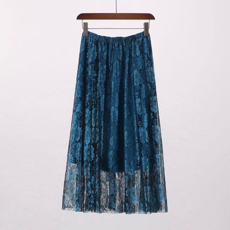 

Специальное предложение [WM] Скидка бренда Европейская и американская женская одежда Весенняя эластичная талия Кружевная юбка А-силуэта Платье миди 0f128 Blue Free size (hem Asymmetrical randomly)