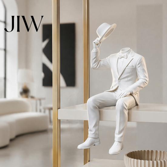Office Desktop Decoration 3D Printed Sitting Gentleman Ornament, Minimalist Abstract Faceless Figurine, Figurine Aesthetic Art Sculpture for