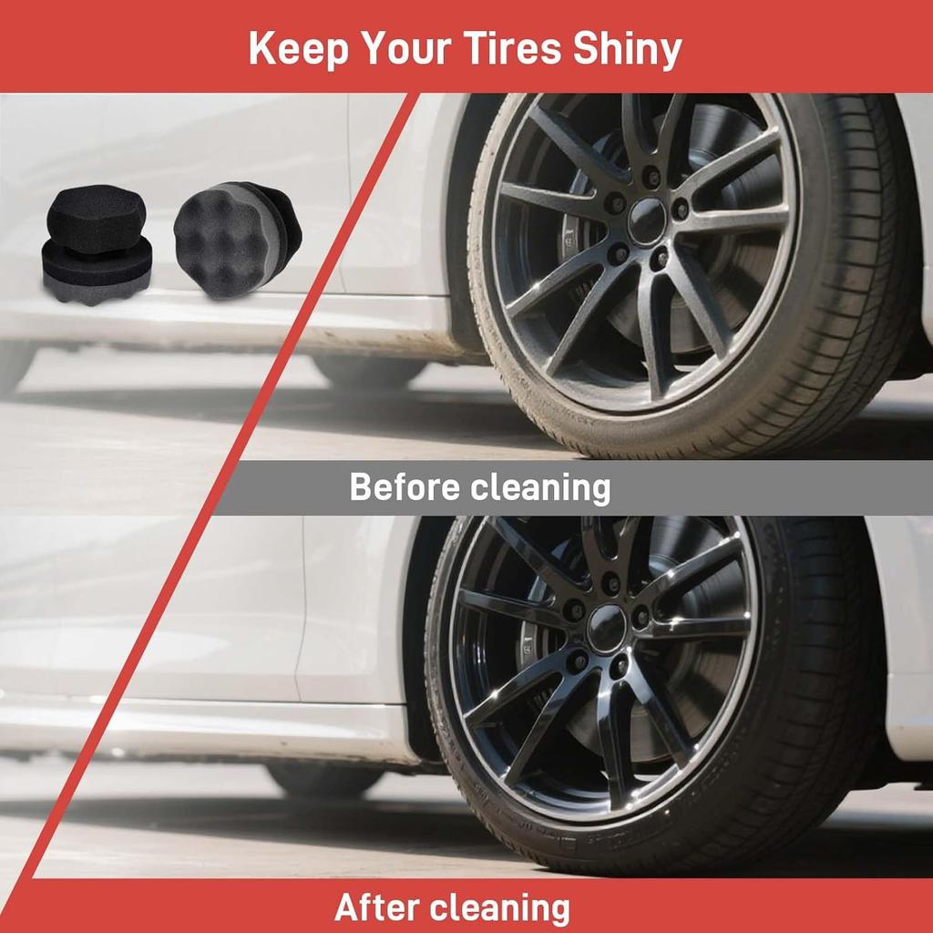 3 szt. Gąbki do aplikacji nabłyszczacza do opon, Gąbka z falistą powierzchnią o wysokiej gęstości do pielęgnacji skóry i opon, Narzędzie do detailingu samochodowego, Trwała i wielokrotnego użytku gąbka aplikacyjna do samochodu