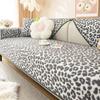 Plush Leopard Print Sofa Cushion Winter Thick Anti Slip Sofa Towel Pillowcase High End L-shaped Sofa Full Coverage Dust Cover