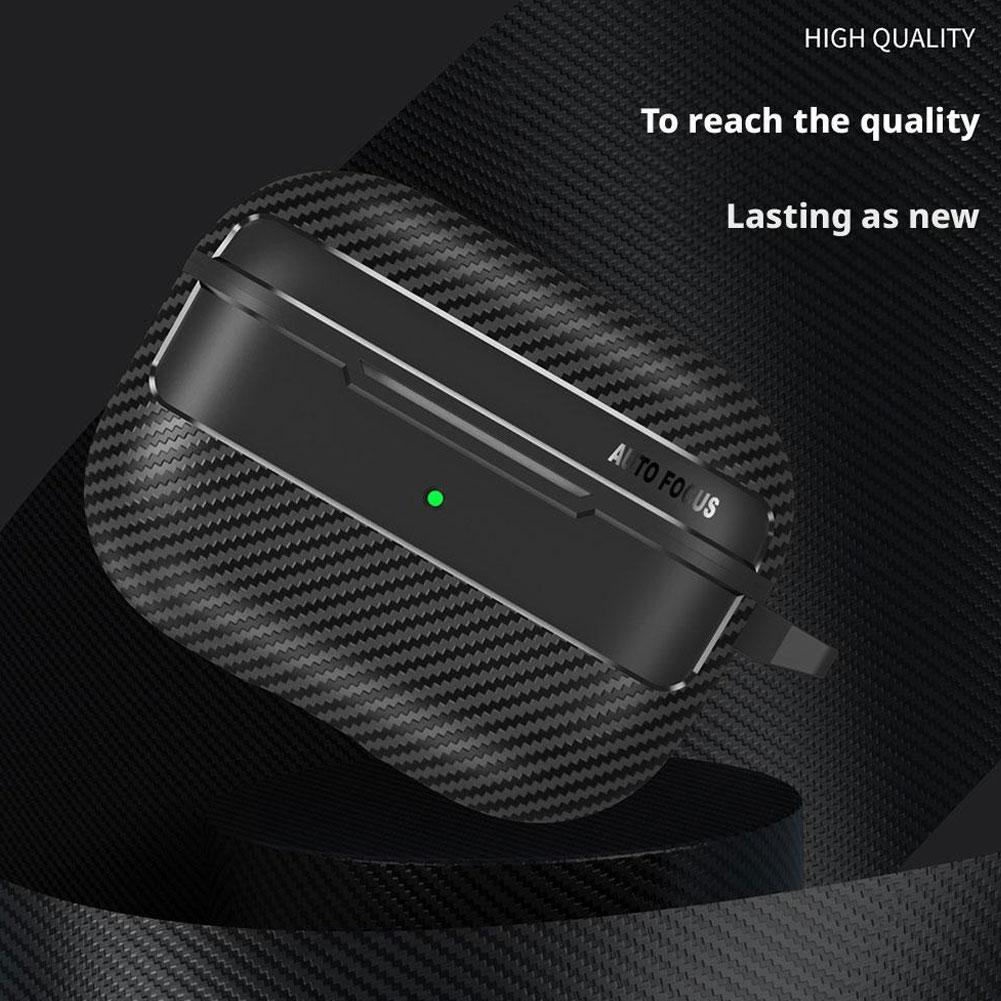 Para AirPods Pro 3 Funda 2025 Funda con Textura de Fibra de Carbono con Mosquetón a Prueba de Golpes Cubierta Inalámbrica para AirPods Pro 3