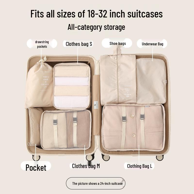 Seven-Piece Travel Storage & Packing Cube Set for Clothes