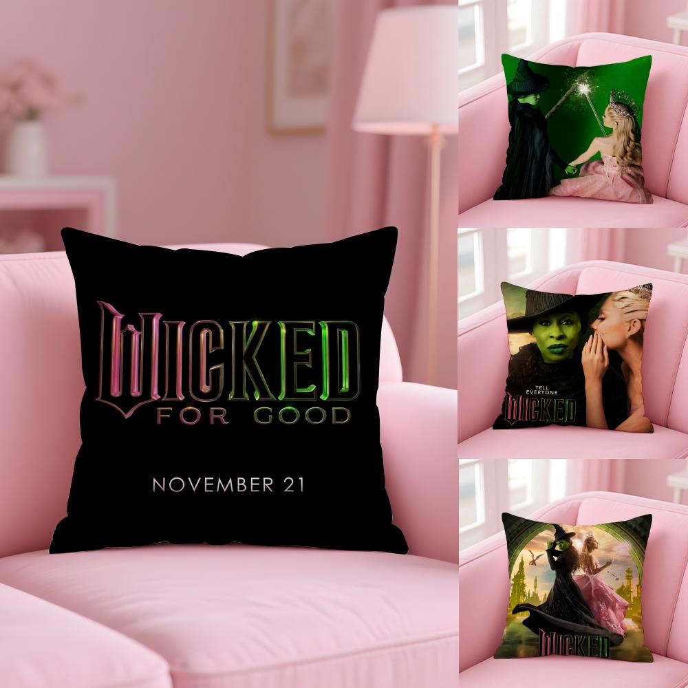 W-Wicked Part One Movie Cushion Cover Short Plush Double-Sided Printing Home Machine Washable In Warm Winter Pillow Case