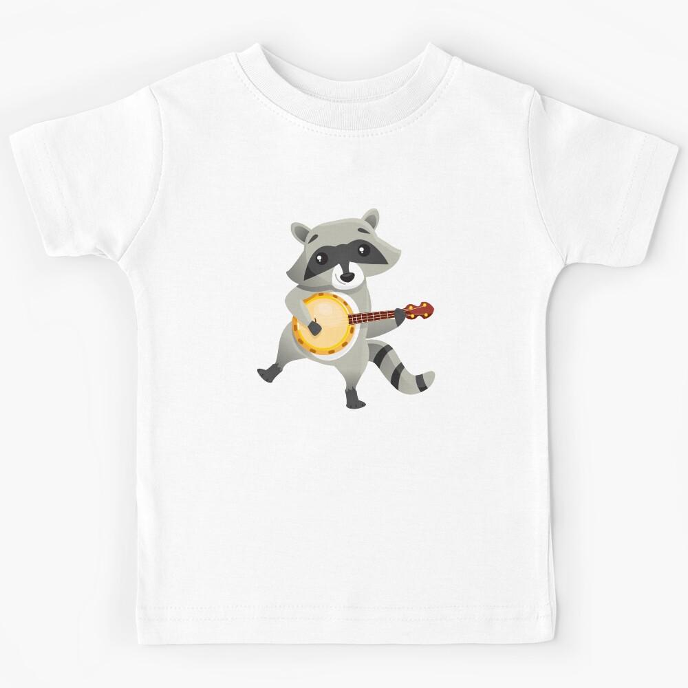 Funny raccoon playing the banjo Kids T-Shirt 130