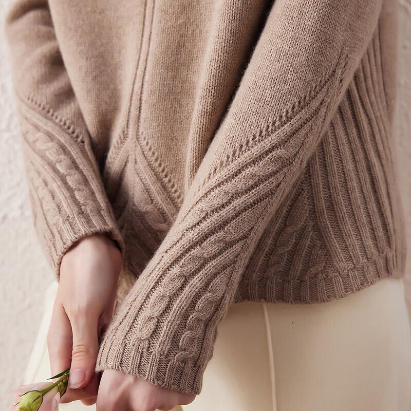 KEMENG BOKA Women's Cable Knit Mock Neck Wool Sweater