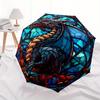 Stained Dragon Wall Art: Colorful Fantasy DecorUmbrella, Portable 3-Fold Compact Umbrella,Christmas Gift ES515