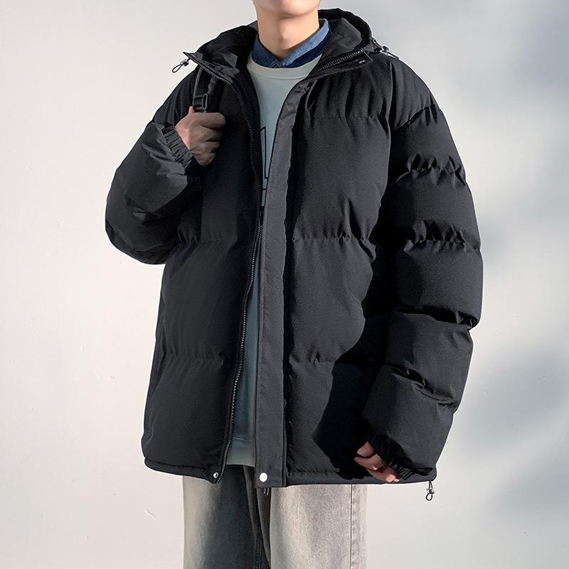 

Winter new down cotton coat men s loose casual hooded bag clothes thickened warm cotton coat men s coat M чорний