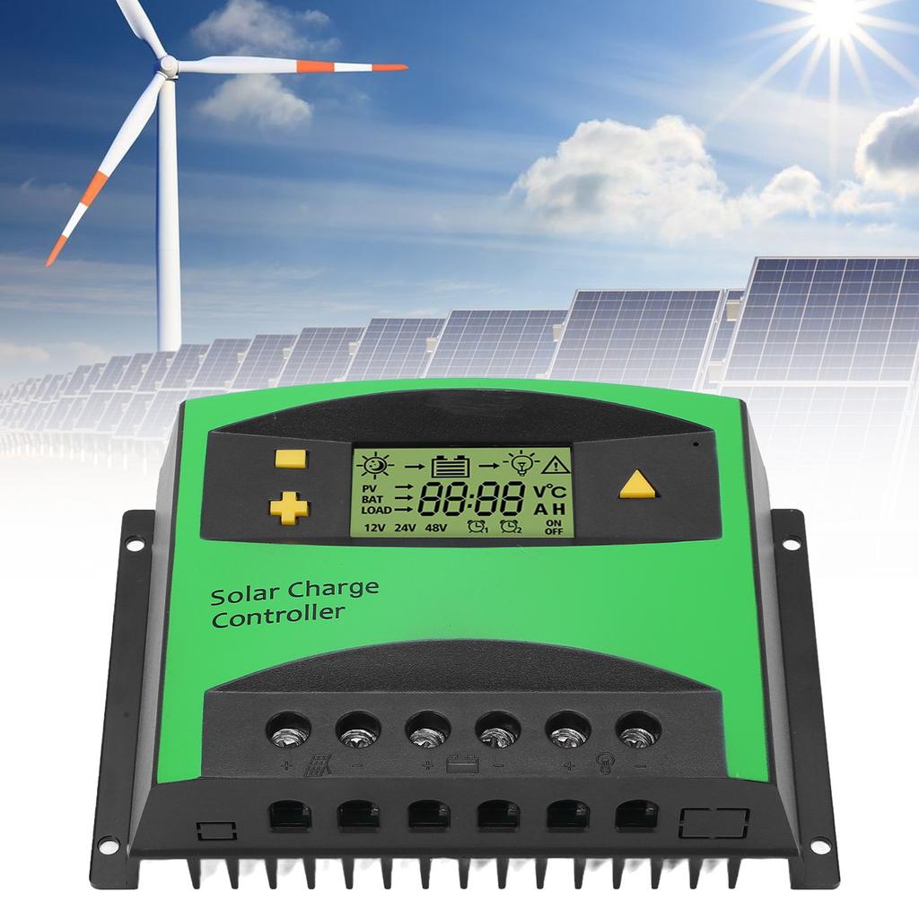 Solar Charge Controller LCD Display PWM Charging Regulator 60A 12V 24V for Home RV