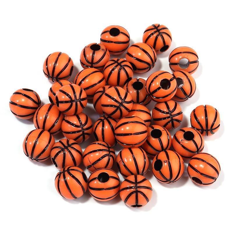 50 Stück/Beutel Rugby, Basketball, Volleyball Acrylperlen für Früherziehung & Handgefertigte Basteleien 50 pcs/bag black