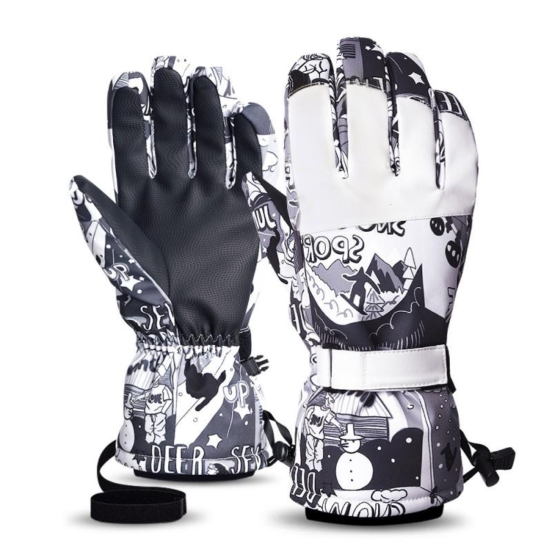 Unisex Winter Ski Gloves Warm Thermal Touchscreen 5-Finger Outdoor Cycling Snow Sports White Black Green