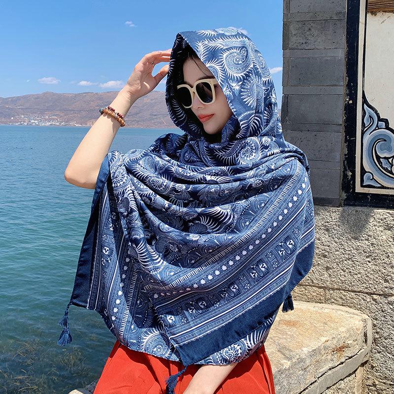 

Шелковый шарф в этническом стиле: Женская шаль от солнца и пляжное полотенце 180 cm