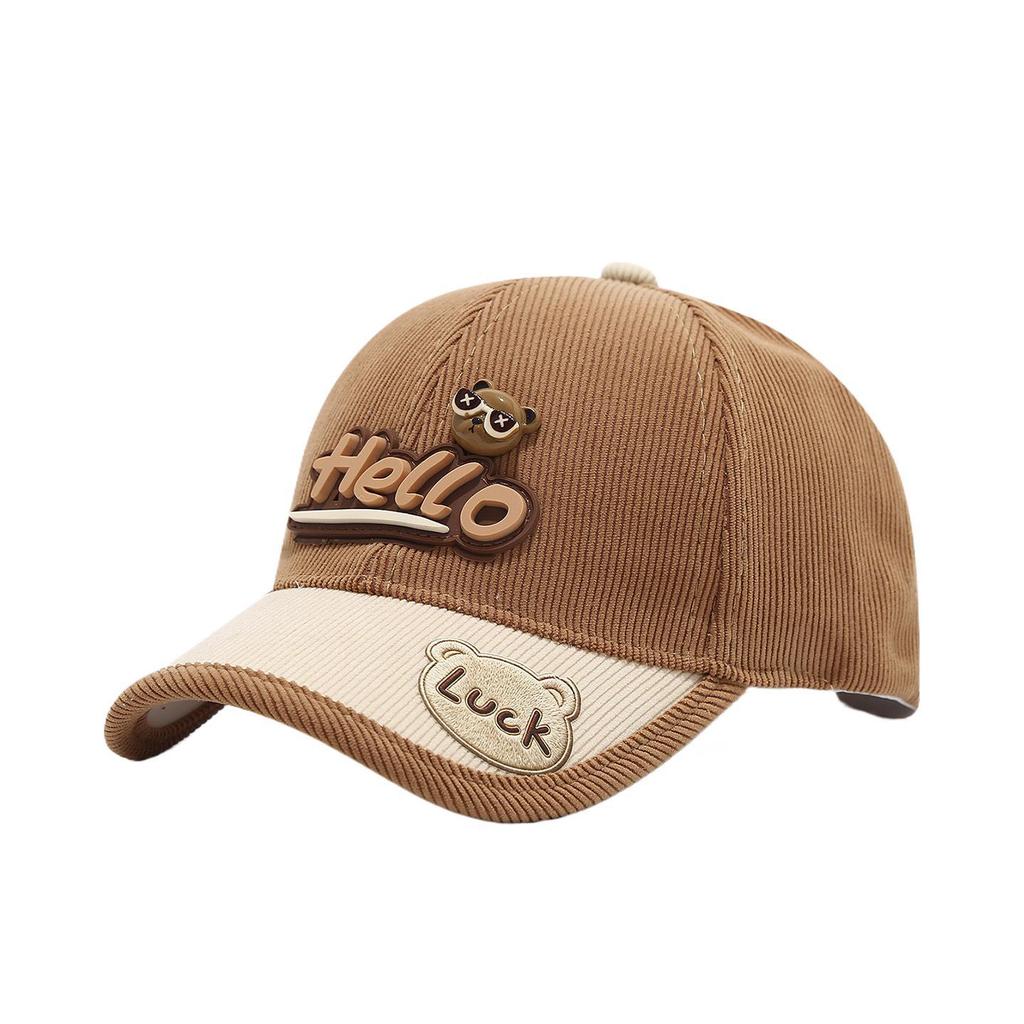 Children Corduroy Cap With Embroidered Letters For Autumn Winter Warmth And Sun Protection