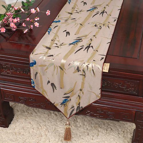 New Chinese Table Flag Modern Minimalist Bed Flag Towel Chinese Style Tea Tablecloth Classic Style Shoe Cabinet Cover Cloth Long Strip Tablecloth