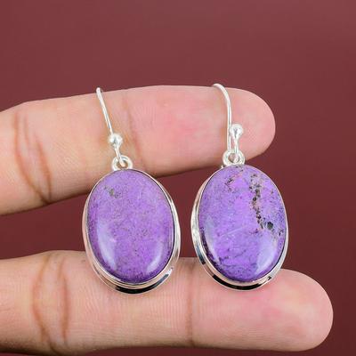 Purpurit Ohrringe Natur Edelstein Ohrringe Handgemacht Boho Schmuck 925 Sterling Silber Ohrringe Brandneue Ohrringe Geschenke für Sie Silberschmuck