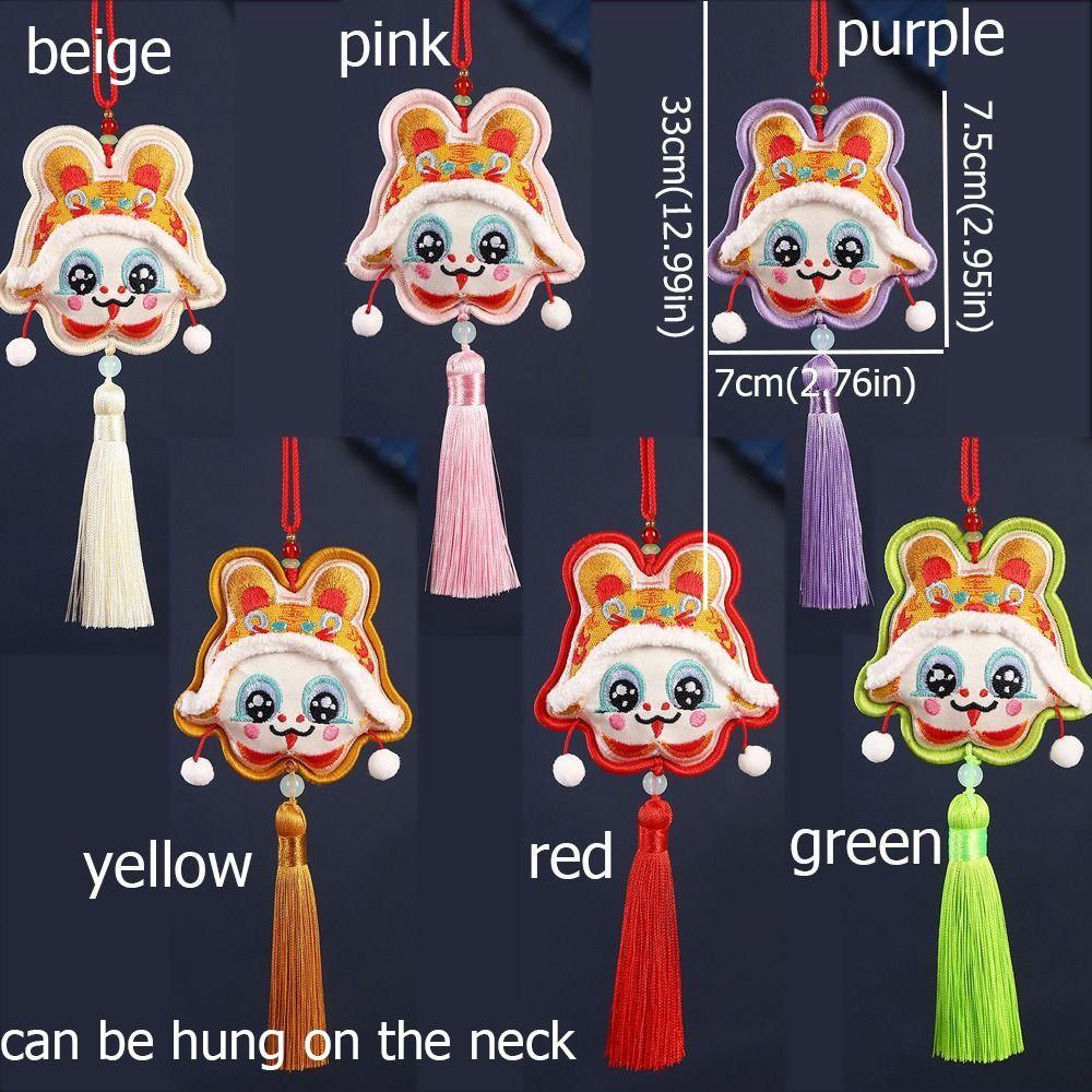 Traditional Hanging Neck Fragrant Bag Embroidery Dancing Lion Pendant  Spring Festival